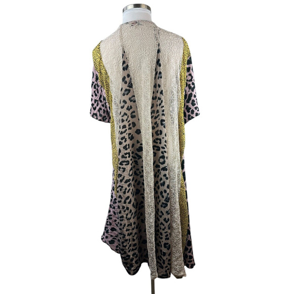 Gigio Boho Animal Print Lagenlook Kimono Cardigan Mesh Duster Plus Size 1XL 1X - Picture 9 of 16